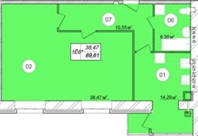 2-комнатная 69.61 м² в ЖК Премьер от 12 800 грн/м², г. Каменец-Подольский