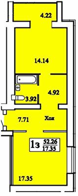 1-комнатная 52.26 м² в ЖК Дом от 16 000 грн/м², Хмельницкий