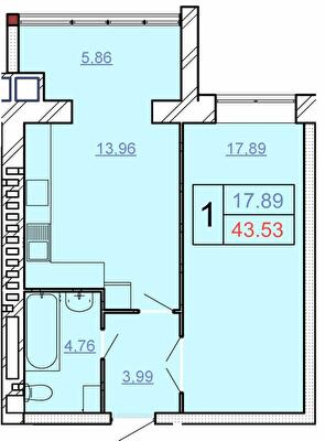 1-комнатная 43.53 м² в ЖСК Счастливый от 16 200 грн/м², Хмельницкий