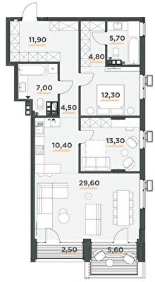 2-комнатная 103.6 м² в ЖК 31 от 43 000 грн/м², Киев