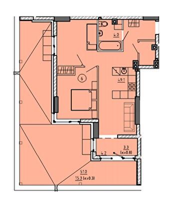 2-комнатная 71.7 м² в ЖК Городок от 22 350 грн/м², Днепр