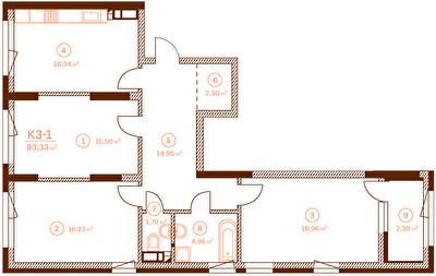 3-комнатная 93.33 м² в ЖК Stanford от 62 000 грн/м², Киев