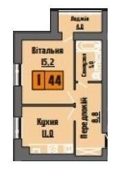 1-кімнатна 44 м² в ЖК Династія від 18 000 грн/м², с. Тарасове