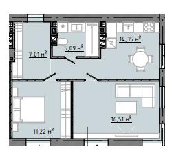 2-кімнатна 55.36 м² в ЖК Osnova від 18 100 грн/м², Запоріжжя