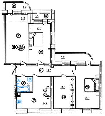 3-кімнатна 109.6 м² в ЖК Lake City від 12 500 грн/м², м. Біла Церква