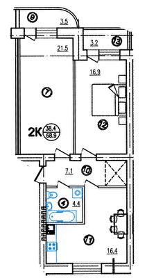 2-кімнатна 68.9 м² в ЖК Lake City від 13 500 грн/м², м. Біла Церква