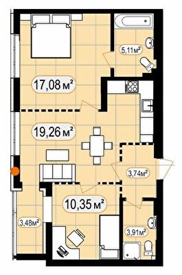 2-комнатная 62.93 м² в ЖК 7'я от 24 000 грн/м², с. Счастливое