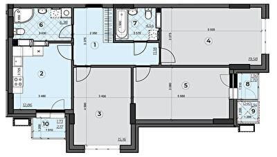 3-комнатная 90.36 м² в ЖК CRYSTAL RESIDENCE от 57 500 грн/м², Киев