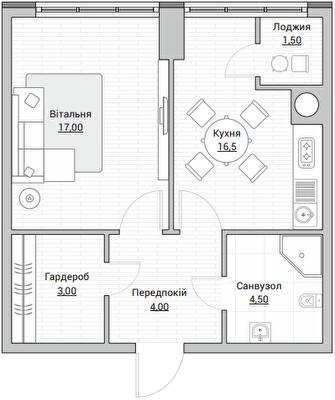 1-комнатная 45 м² в ЖК Евромисто от 31 500 грн/м², с. Крюковщина