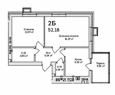 2-кімнатна 52.18 м² в ЖК Grand Country Irpin від 21 500 грн/м², м. Ірпінь