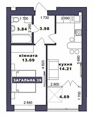 1-кімнатна 39 м² в ЖК Family Comfort від 20 950 грн/м², м. Ірпінь