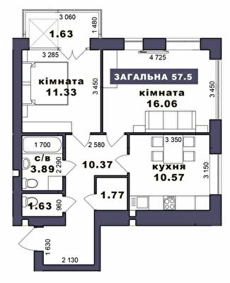 2-кімнатна 57.5 м² в ЖК Family Comfort від 19 550 грн/м², м. Ірпінь