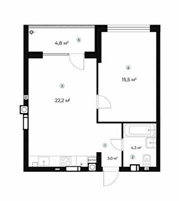 1-кімнатна 47.4 м² в ЖК PARKTOWN від 22 000 грн/м², смт Гостомель