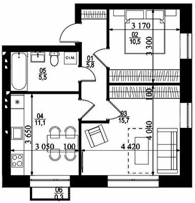 2-кімнатна 48.87 м² в ЖК City Lake від 22 000 грн/м², с. Шевченкове