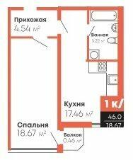 1-комнатная 46 м² в Мкрн Гражданский посад от 13 800 грн/м², Николаев