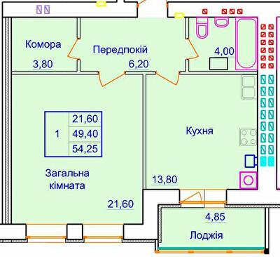 1-кімнатна 54.25 м² в ЖК Європейський від 31 500 грн/м², Полтава