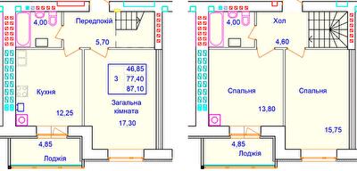 Двухуровневая 87.1 м² в ЖК Европейский от 25 000 грн/м², Полтава