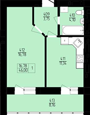 1-кімнатна 46 м² в ЖК Північна фортеця від 23 550 грн/м², Рівне