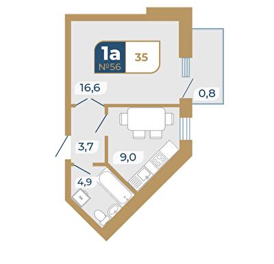 1-кімнатна 35 м² в ЖК Добробуд від 15 500 грн/м², м. Дубно