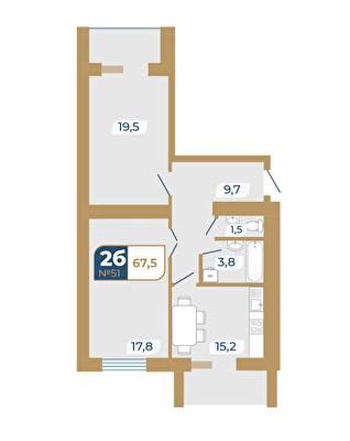 2-комнатная 67.5 м² в ЖК Добробуд от 15 500 грн/м², г. Дубно