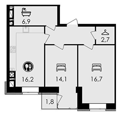 2-кімнатна 65.6 м² в ЖК Forest Home від 22 400 грн/м², Вінниця