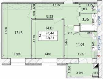 2-комнатная 58.23 м² в ЖК Масаны Лесной от 15 200 грн/м², Чернигов