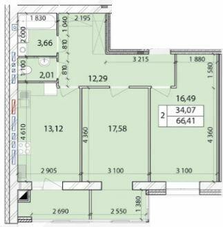 2-комнатная 66.41 м² в ЖК Масаны Лесной от 15 200 грн/м², Чернигов