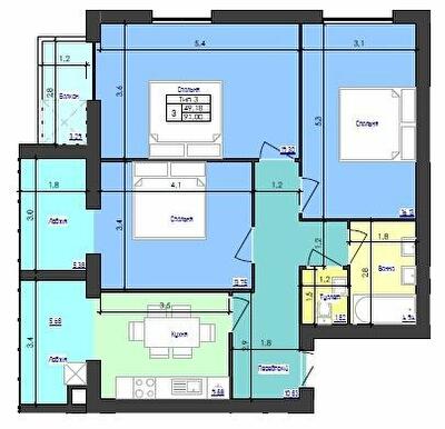 3-кімнатна 91 м² в ЖК Кришталеве озеро від 19 800 грн/м², Чернівці