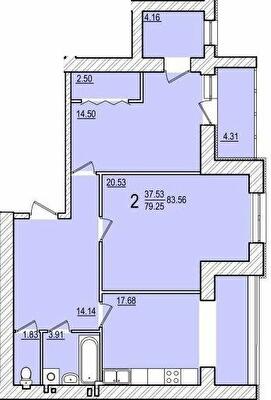 2-комнатная 83.56 м² в ЖК Dominant от 13 000 грн/м², пгт Песочин