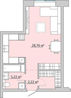 1-комнатная 40.7 м² в ЖК Bartolomeo Resort Town от 37 650 грн/м², Днепр