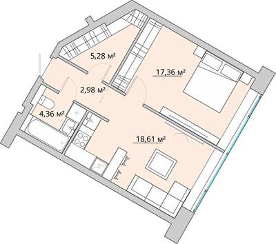 1-кімнатна 49.72 м² в ЖК Bartolomeo Resort Town від 37 650 грн/м², Дніпро