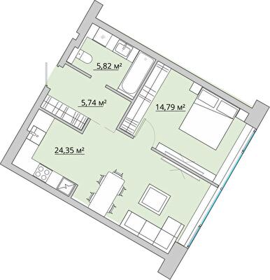 1-кімнатна 51.7 м² в ЖК Bartolomeo Resort Town від 37 650 грн/м², Дніпро