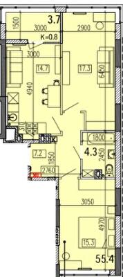 2-комнатная 63.4 м² в ЖК Затишний-2 от 28 750 грн/м², Днепр