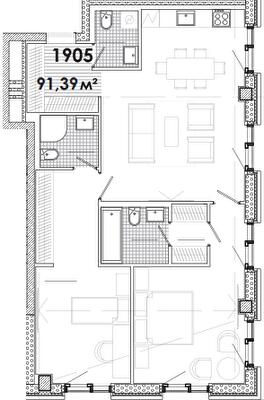3-комнатная 91.39 м² в МФК Ermolaev Center от 47 000 грн/м², Днепр
