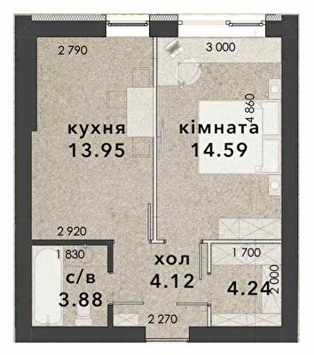 1-кімнатна 38.92 м² в ЖК Viking Home від 18 500 грн/м², м. Ірпінь
