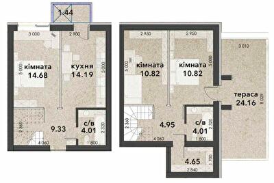 Двухуровневая 84.58 м² в ЖК Viking Home от 18 000 грн/м², г. Ирпень