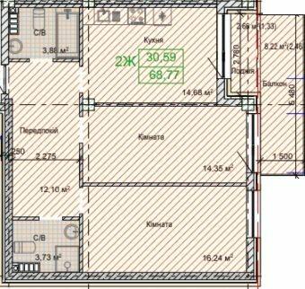 2-комнатная 68.77 м² в ЖК Art House от 51 100 грн/м², Одесса