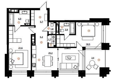 2-кімнатна 92.5 м² в ЖК Doma Trabotti від 62 200 грн/м², Одеса