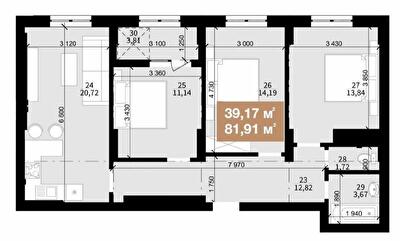 3-кімнатна 81.91 м² в ЖК Світанок від 22 800 грн/м², Львів