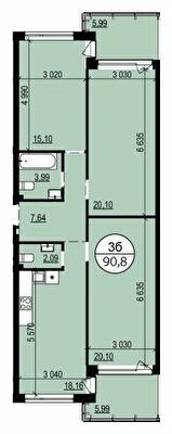 3-комнатная 90.8 м² в ЖК Гринвуд 2 от 19 150 грн/м², пгт Брюховичи