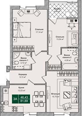 3-кімнатна 81.89 м² в ЖК Forest Park від 27 000 грн/м², Київ