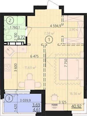 1-комнатная 48.33 м² в ЖК URBANIST от 36 000 грн/м², Киев