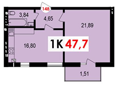 1-комнатная 47.7 м² в ЖК Долишний от 13 400 грн/м², Ивано-Франковск
