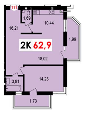 2-комнатная 62.9 м² в ЖК Долишний от 13 400 грн/м², Ивано-Франковск