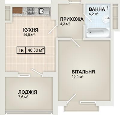 1-кімнатна 46.3 м² в ЖК HydroPark DeLuxe від 25 500 грн/м², Івано-Франківськ