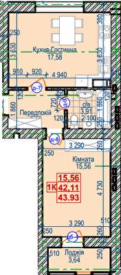 1-комнатная 43.93 м² в ЖК Семейный квартал от 11 900 грн/м², Ивано-Франковск