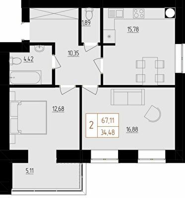 2-комнатная 67.11 м² в ЖК HARMONY for life от 16 000 грн/м², Хмельницкий