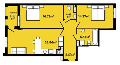 2-комнатная 71.48 м² в ЖК Continent Green от 18 500 грн/м², Львов
