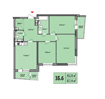 3-кімнатна 87 м² в ЖК Сирецькі сади від 26 400 грн/м², Київ