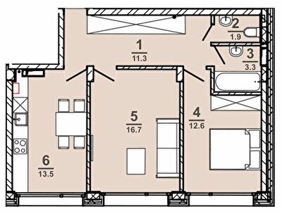 2-кімнатна 59.3 м² в ЖК AMSTERDAM від 30 000 грн/м², Полтава